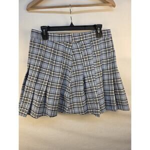 Hollister California Junior's Large Ultra High Rise Mini Skirt Light Blue Plaid